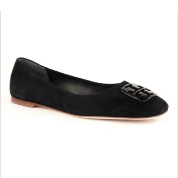 Tory Burch Georgia Black Suede Square Toe Ballet Flats with Emblem, size 7 EUC - Picture 6 of 13